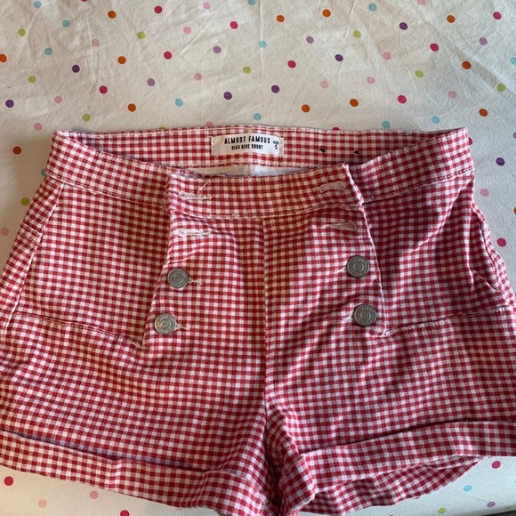 red and white patterned high rise shorts - Picture 1 of 1